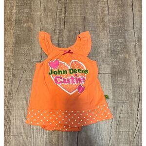 John Deere Baby Girl Outfit 3-6M Orange Cutie Bodysuit Dress Polka Dot Ruffle